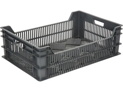 Ящик перфорированный 600×400×190, арт.: 106, объём 48, чёрный, код: 00363