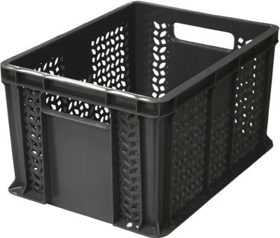 Ящик перфорированный 400×300×230, арт.: 703.01.01, объём 21.6, чёрный, код: 19449