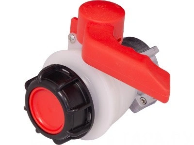 Кран п/э для еврокуба 50x62 с дюралюмин. гайкой, с прокладкой EPDM, с резьбой S60x6, код: 38023