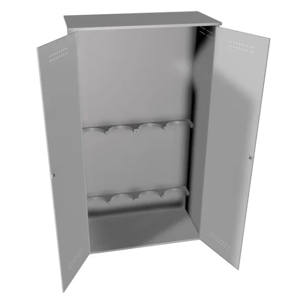 Шкаф металлический для 4х кислородных баллонов 1,2мм 1800x1040x410 мм Светло-серый